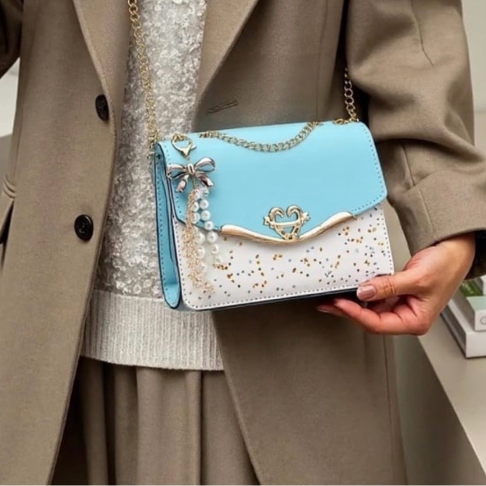 Elegant Blue and White Women's Handbag